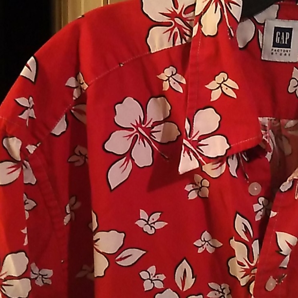 Flower print L Gap short sleeved men's button - Picture 4 of 4